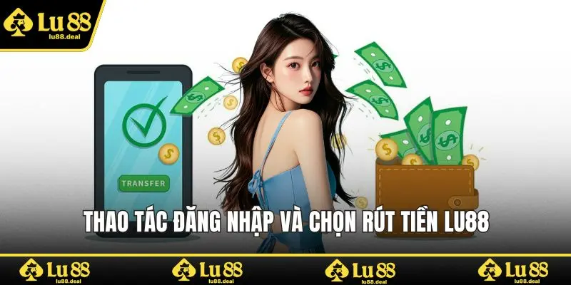Thao tác đăng nhập và chọn rút tiền Lu88